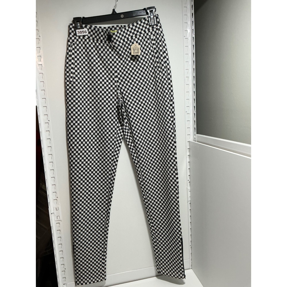Betabrand Cat Houndstooth Yoga Dress Pants Black White Slim Leg Women S Long